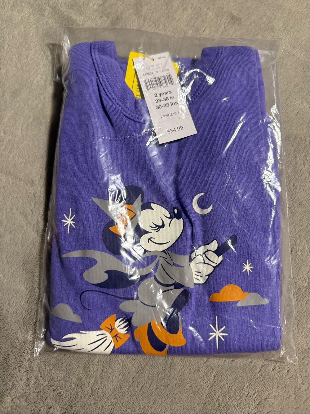GAP Purple Minnie Mouse Witch Pajama Set